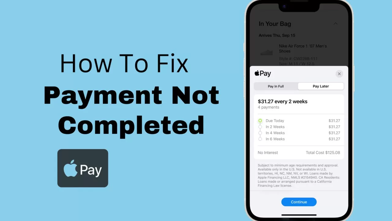 apple pay payment not completed