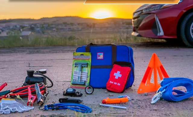 90 Piece Car Emergency Roadside & First Aid Kit